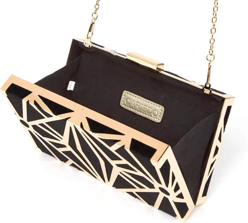 Vista 6 de CARIEDO Bolso de noche para mujer elegante bolso de mano de terciopelo exquisito metal hueco bolsos de graduación boda fiesta