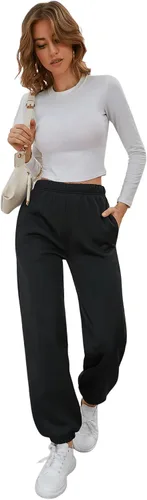 Vista 5 de SweatyRocks Pantalones deportivos elásticos de cintura alta para mujer