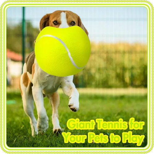 Vista 7 de Sratte 6 pelotas de tenis grandes gigantes para perros de 9.5 pulgadas, pelotas inflables de juguete para perros grandes para entrenamiento