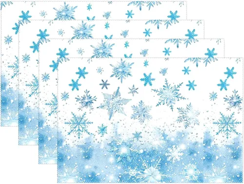Vista 17 de Juego de 4 manteles individuales con diseño de árbol de Navidad, diseño de árbol de Navidad, resistentes al calor, manteles individuales lavables