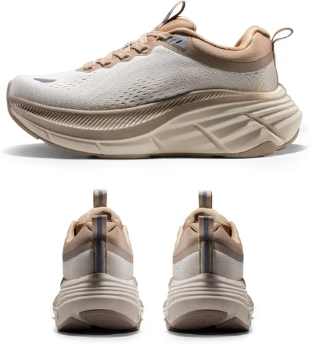 Vista 3 de NORTIV 8 Zapatos para caminar para mujer, tenis para correr Beige/Caqui