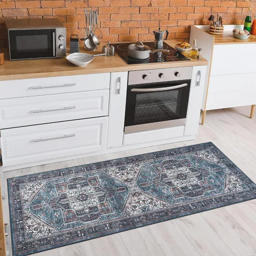 Vista 3 de Adiva Rugs Alfombra de área lavable a máquina de 2 pies 6 x 6 pies 6 pies 6 pies 6 pies 6 pies 6 pulgadas con parte trasera antideslizante para sala