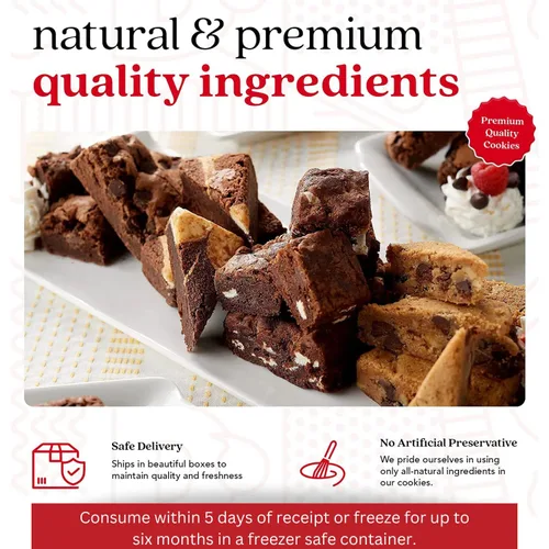 Vista 3 de David's Cookies Brownies surtidos en caja de cartón Disfruta de nuestros deliciosos, ideales para compartir bocadillos de brownie recién horneados