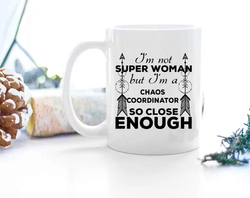 Vista 4 de Taza de regalo de la camiseta del Coordinador del Caos de las mujeres de Super Women Jefes gerentes administración gobernador hombres mujeres