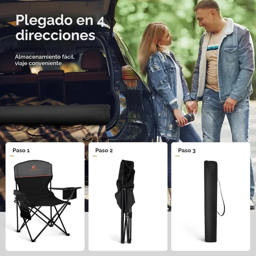 Vista 9 de Silla de camping ALPHA CAMP 2 Pack Silla portátil con enfriador de 3 latas Silla plegable con bolsillo lateral y portavasos, plegable para camping