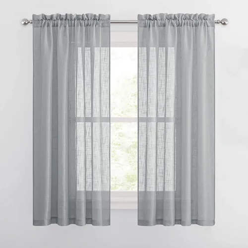 Vista 15 de Cozynight Cortinas de Niveles Transparentes Gris Oscuro de 24 Pulgadas de Largo, Tratamiento de Cortinas para Ventanas Pequeñas