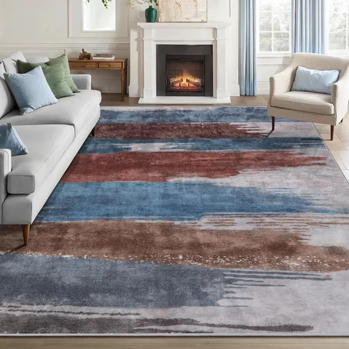 Vista 49 de Ciicool Alfombra moderna abstracta de 2 x 3 pulgadas, lavable, pequeña, antideslizante, de pelo bajo, alfombra de entrada plegable para cocina