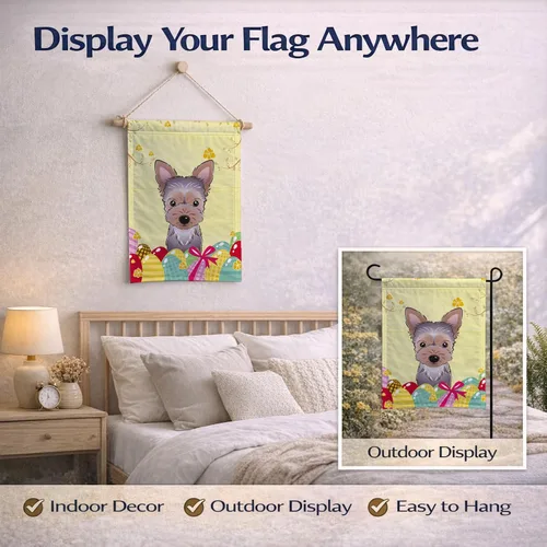 Vista 566 de Caroline's Treasures BB1923GF Bandera decorativa para jardín con diseño de Border Collie, para caza de huevos de Pascua, para jardín, jardín, patio