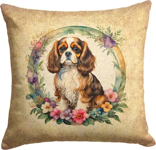 Vista 226 de Caroline's Treasures DAC2072PW1414 Affenpinscher and Flowers - Almohada decorativa de tela, lavable a máquina, para interiores y exteriores