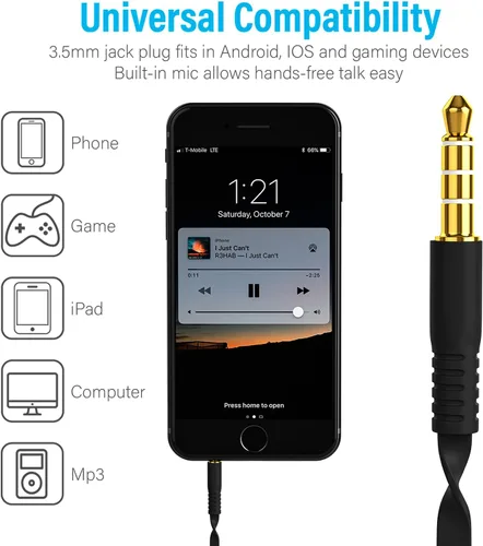 Vista 5 de ARC - Auriculares intraurales con cable, auriculares con micrófono, control de volumen deslizante, aislamiento de ruido, almohadillas