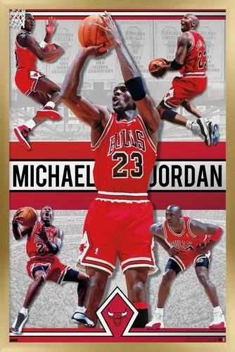 Vista 14 de Trends International Michael Jordan - Póster de collage de pared, 14.725 x 22.375 pulgadas, versión enmarcada de madera de granero