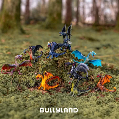 Vista 6 de Bullyland Figura de acción de dragón con dos cabezas en naranja