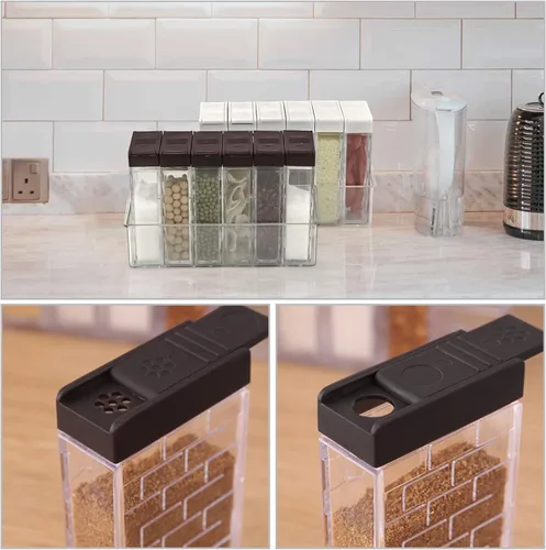 Vista 8 de Jucaifu 6 frascos para especias cocteleras, salero y pimentero, dispensador de especias de plástico, salero, caja agitadora de condimentos, juego