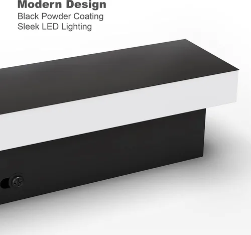 Vista 3 de LEEKI - Lámpara exterior moderna de 24 pulgadas - Luminaria exterior rectangular - 19W 3000K - IP65 Antióxido - Negro