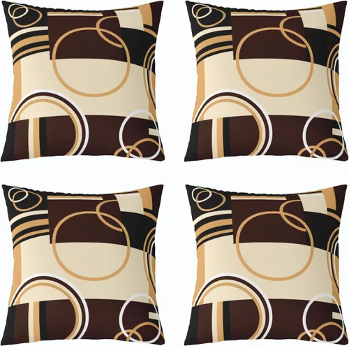Vista 12 de Juego de 4 fundas de almohada geométricas modernas de turquesa con rayas en gris, negro y azul, cojines decorativos con espirales circulares retro