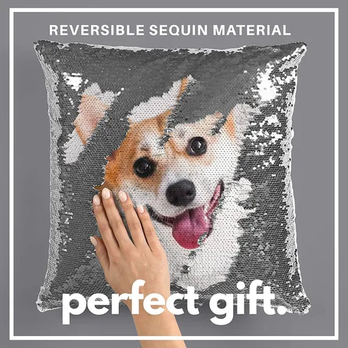 Vista 3 de lingling design Fundas de almohada personalizadas con lentejuelas Funda de almohada reversible personalizada para Navidad, cumpleaños o cualquier