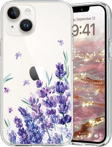 Vista 31 de Compatible con iPhone 14, funda protectora de encaje negro transparente con flores florales a prueba de golpes, parte trasera dura, delgada, bonita