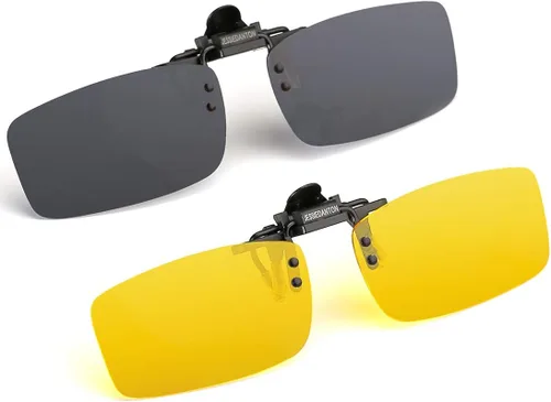 Vista 9 de Gafas de sol polarizadas con clip de metal abatibles y sin montura para gafas graduadas Negro