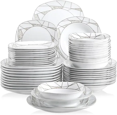 Vista 20 de VEWEET Annie - Vajilla de porcelana para 6 personas, 30 piezas, con platos y tazones, incluyendo cena, postre, sopa, tazas y platillos