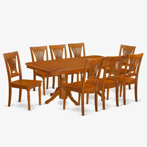 Vista 18 de East West Furniture NAPL7-WHI-C - Juego de mesa de cocina de 7 piezas que consta de una mesa de comedor rectangular con hojas de mariposa y 6 sillas