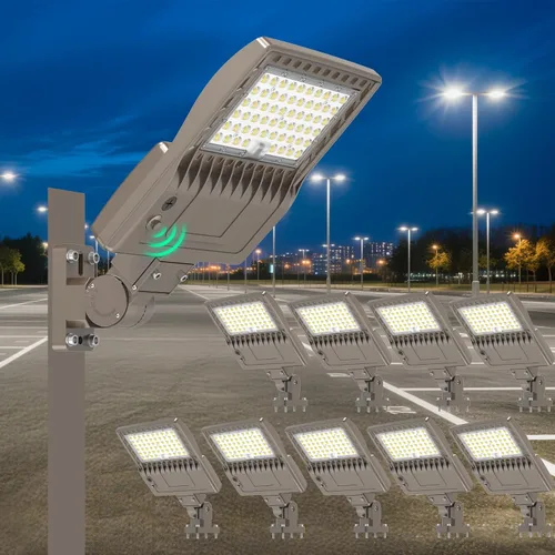 Vista 31 de BBESTLED 400W/320W/240W luces LED para estacionamiento con brazo y montaje deslizante, iluminación exterior del atardecer al amanecer, luz