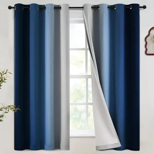 Vista 71 de SimpleHome Cortinas Ombre de negro a gris y blanco para sala de estar, 42