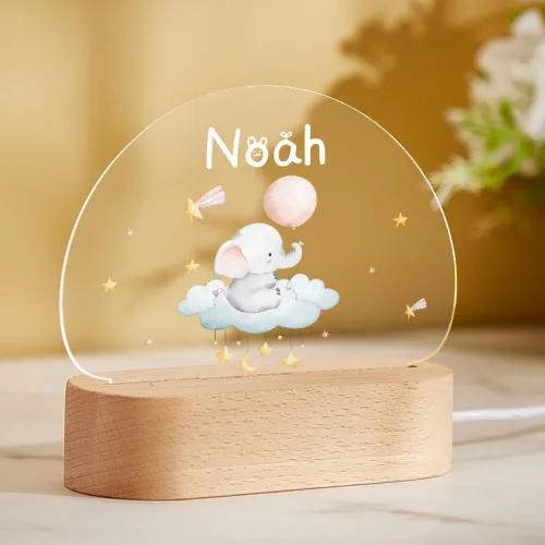 Vista 11 de VEELU Regalos personalizados para niños, luz nocturna con nombre personalizado con lindos animales, lámpara LED acrílica para bebé, regalo