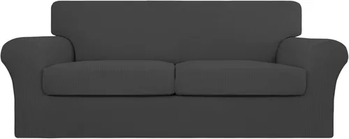 Vista 42 de Easy-Going Funda elástica de sofá de 4 piezas de gran tamaño para perros, funda de sofá lavable para 3 cojines separados, protector de muebles Negro