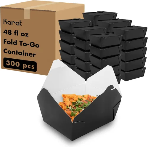Vista 15 de Karat Paper to Go Boxes [30 oz - 450 ct] Resistente a fugas, microondas, resistentes a la grasa y apilables, color negro