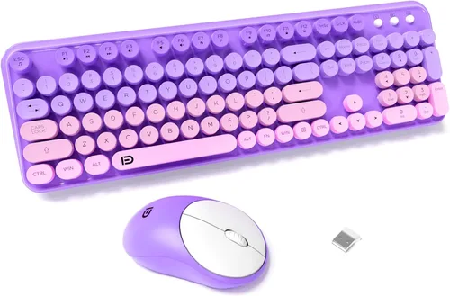 Vista 9 de FD Juego de teclado y mouse inalámbricos de 2.4 GHz con botón de interruptor, teclado de tamaño completo, compatible