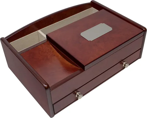 Vista 2 de Mele Co Bandeja personalizada Davin Valet para hombres organizador de joyero grabado personalizado para mesita de noche o aparador relojes llaves