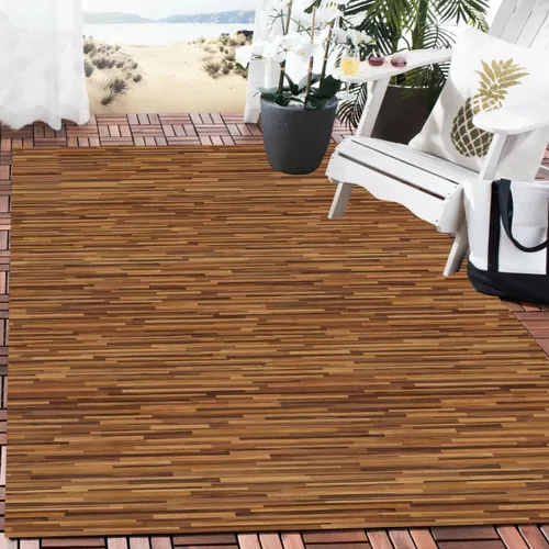 Vista 13 de Alfombra rústica impermeable de grano de madera de 2 x 3 pulgadas, color gris marfil, alfombra reversible de lana suave con estampado de tablero