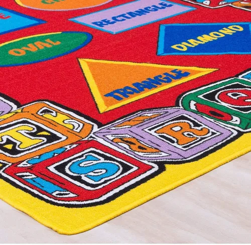 Vista 4 de champion rugs Alfombra de área para niños/habitación de bebé/guardería/aula/sala de juegos. Bloques ABC forma triángulo cuadrado rectangular