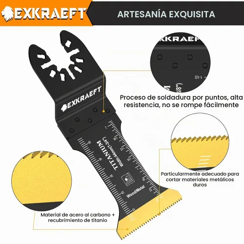 Vista 5 de EXKRAEFT 18 cuchillas multiherramienta de titanio, hojas de sierra