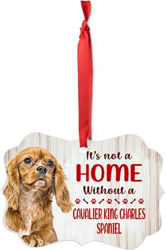 Vista 2 de House is Not A Home Without Ruby Cavalier King Charles Spaniel Adornos de Navidad de aluminio 2025 Regalos para propietarios de cachorros