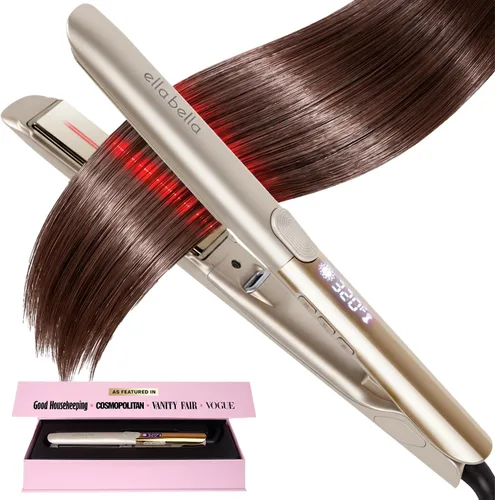 Vista 9 de ELLA BELLA® Titanium Flat Iron Hair Straightener Slim with Infrared Negro