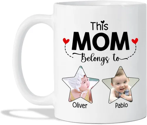 Vista 15 de Taza de café con nombre personalizado "Best Mom Ever", regalos para cumpleaños, regalos de niños, taza de café floral personalizada, regalo
