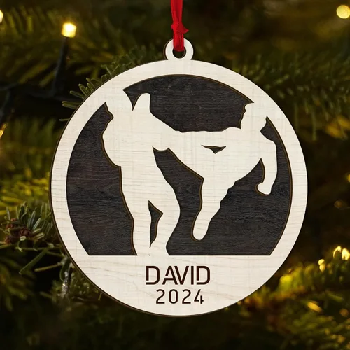 Vista 34 de Adorno personalizado de zapatillas de punta de ballet – Adorno de nombre de bailarín personalizado, adorno de madera cortado en capas de ballet