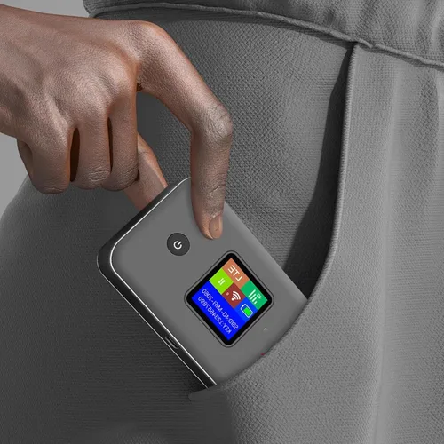 Vista 4 de 4G LTE Mobile WiFi Hotspot Enrutador portátil con ranura para tarjeta SIM 300Mbps 2.4G 5.8G Pantalla LCD de doble banda para viajes Camping Negocios