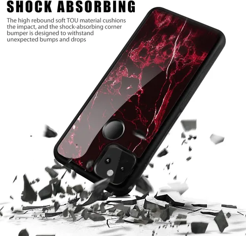 Vista 3 de Funda de mármol compatible con Google Pixel 5A, delgada y brillante TPU gel funda para teléfono compatible con Google Pixel 5A 2021 lanzamiento rojo