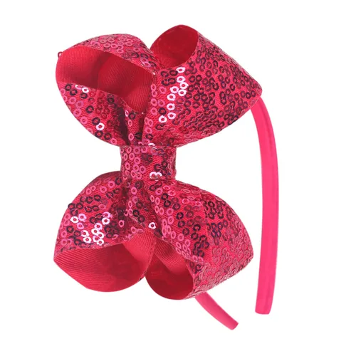 Vista 12 de Diademas con lazo para el pelo con lentejuelas brillantes, lazos de cinta para niñas, niños y mujeres (negro)