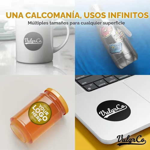 Vista 5 de VulgrCo Etiquetas de vinilo personalizables para logotipo de empresa, impermeables y aptas para lavavajillas, etiquetas personalizables duraderas