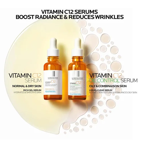 Vista 3 de La Roche-Posay Suero puro de Vitamina C al 12% para cara con ácido hialurónico y ácido salicílico, suero facial hidratante, aumenta la luminosidad