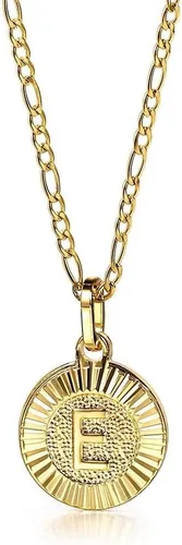 Vista 2 de Trendsmax Collar con inicial para mujer, chapado en oro, con dije de letra redonda, cadena A-Z Figaro