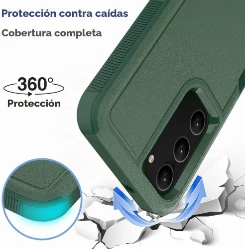 Vista 3 de Funda para Samsung Galaxy S23: funda protectora de doble capa resistente para teléfono celular, a prueba de golpes, con protector de pantalla Verde