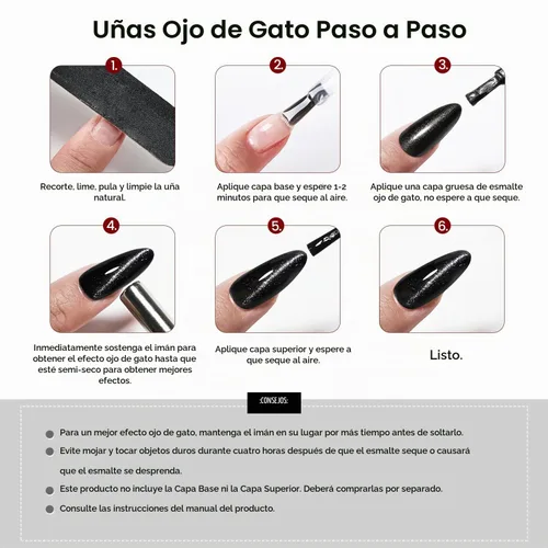 Vista 6 de OpenLive - Esmalte de uñas de ojo de gato negro, 16.5 ml de esmalte de uñas de purpurina reflectante de secado rápido con barra magnética