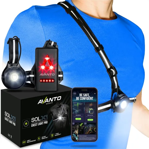 Vista 8 de Avanto Luz de Pecho con (2) Luces de Seguridad LED de Clip para Paseos de Perro, Caminatas Nocturnas, Ciclismo Equipo Reflectante para Caminatas
