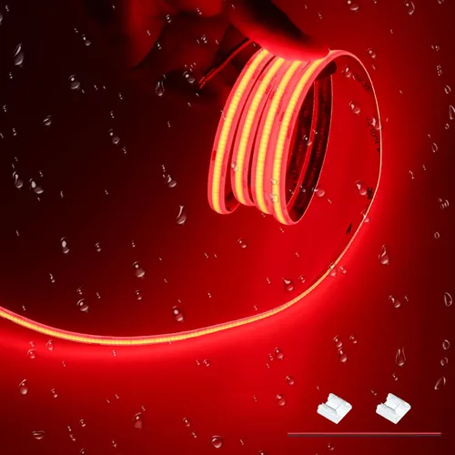 Vista 15 de JOYLIT 24V COB LED Tira de luces 6M 2700K IP65 impermeable CRI 90 sin punto Dimmable, 320 LEDs/M, Warm White, 2 PIN 8MM, 5CM Cuttable
