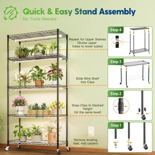 Vista 6 de FREELICHT Soporte para plantas con luz de cultivo de 5 niveles