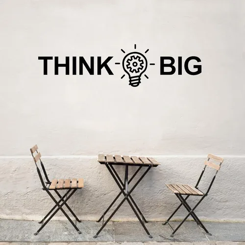 Vista 5 de Think Big Quote - Adhesivo de pared de vinilo para oficina y escuela, moderno, oficina, trabajo, decoración de sala de estudio, Y77 (grande, negro)